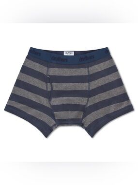 ORGANIC COTTON BOXER BRIEFS - CHARCOAL NAVY STRIPE